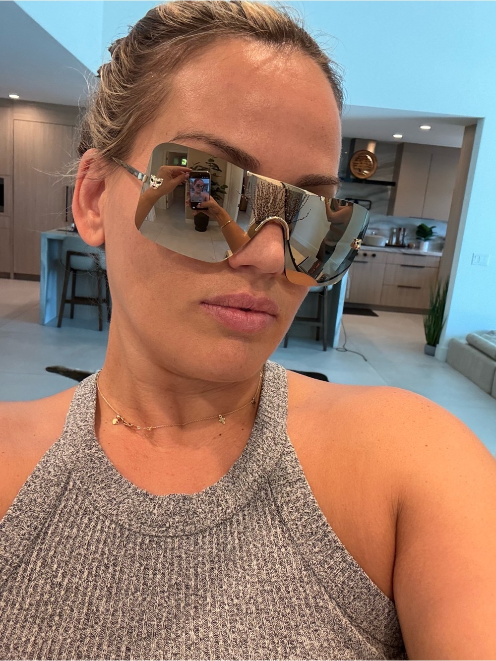 Cartier Oversized Shield Sunglasses - Silver Mirror Lens